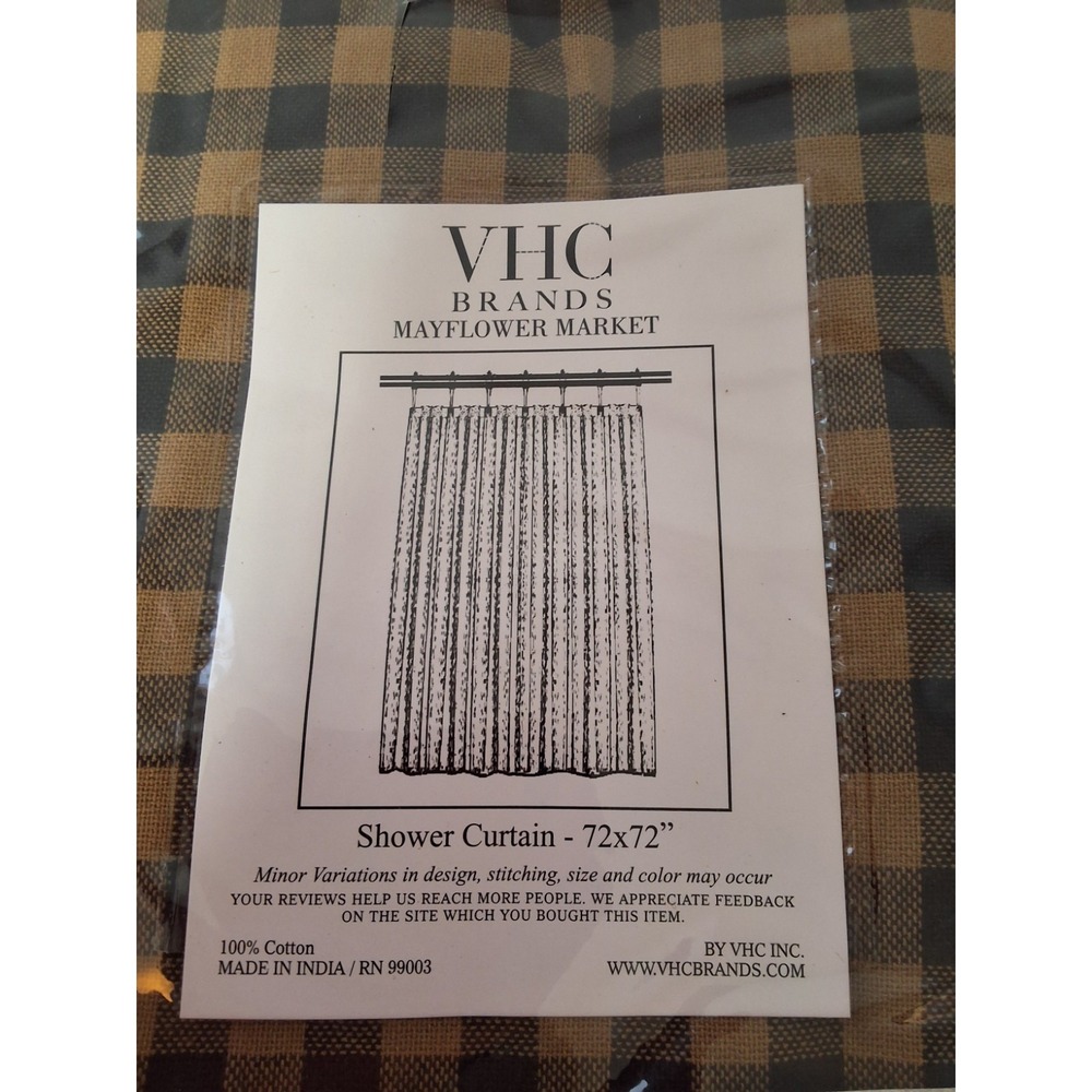 VHC Brands Mayflower Market Scalloped Shower Curtain, 72"× 72" 100% Cotton. NEW - Picture 4 of 7